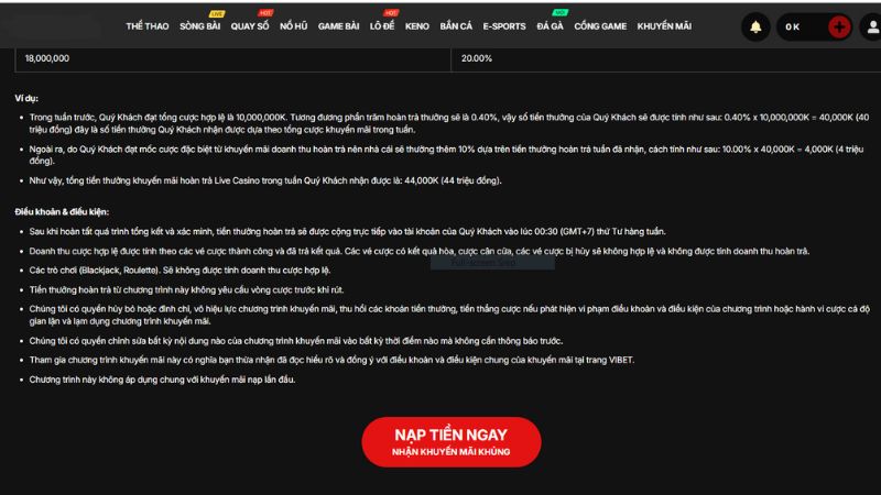 Điều kiện cần thiết để nhận hoàn trả Live Casio hàng tuần