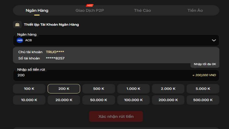 Quy trình thực hiện rút tiền NgonClub đơn giản